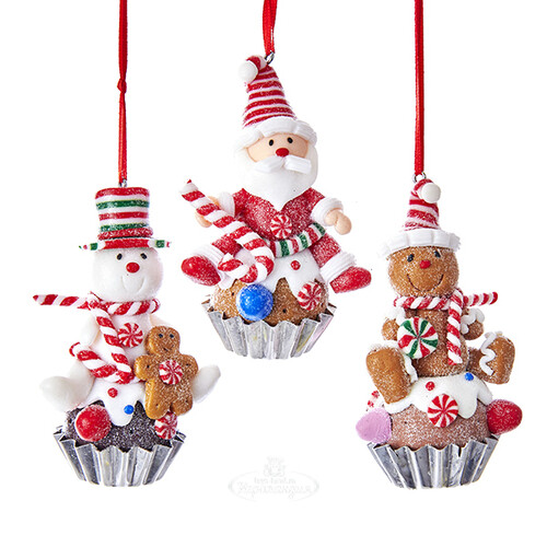 Елочная игрушка Санта Клаус - Christmas Cupcake 9 см, подвеска Kurts Adler