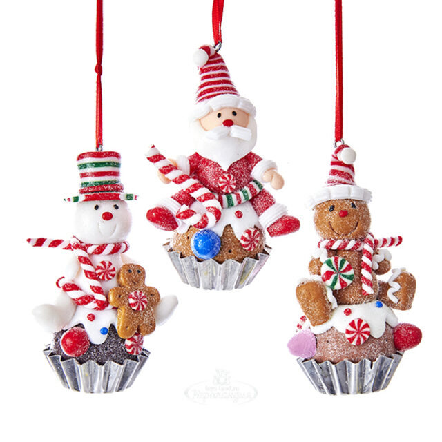 Елочная игрушка Снеговик - Christmas Cupcake 9 см, подвеска Kurts Adler