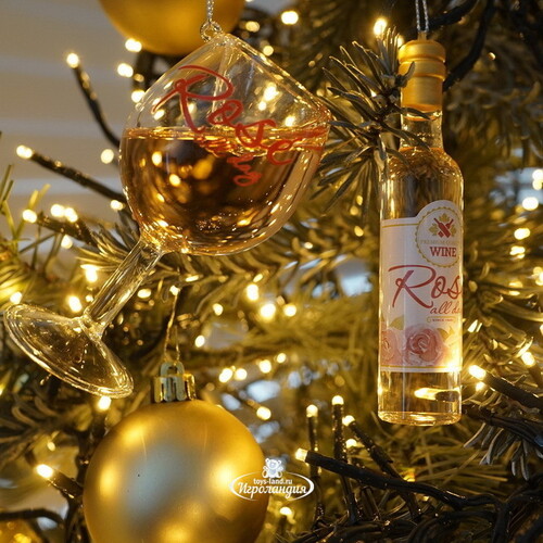 Набор стеклянных елочных игрушек Вино Rose - Cotes de Provence 10-11 см, 2 шт, подвеска Kurts Adler