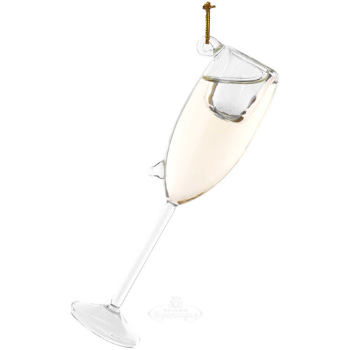 Елочная игрушка Бокал Шампанского - Champagne Brut 11 см, стекло, подвеска Kurts Adler