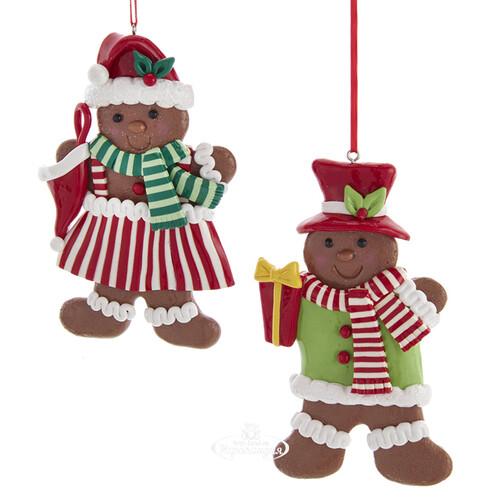 Набор елочных игрушек Пряничные помощники Санта Клауса 12 см, 2 шт, подвеска Kurts Adler
