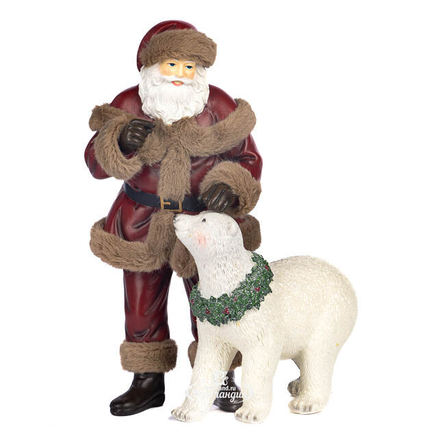Декоративная фигурка Санта-Лесник с Медвежонком 29 см Goodwill