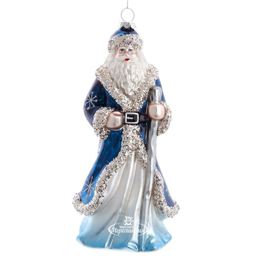 Стеклянная елочная игрушка Дед Мороз с Магическим Посохом 22 см, подвеска Kurts Adler