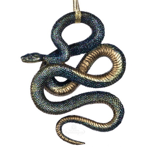 Елочная игрушка Змея - Черная Мамба 12 см, подвеска Goodwill