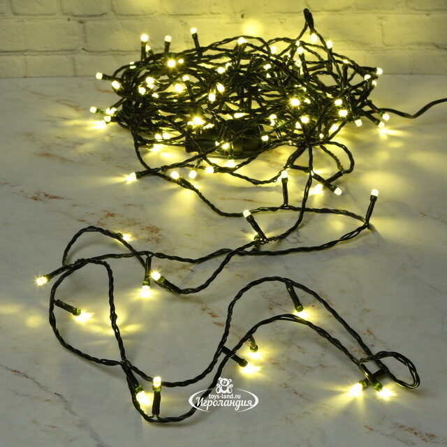 Светодиодная гирлянда Кристалл 120 золотых LED ламп 12 м, зеленый ПВХ, соединяемая, IP44 Snowhouse (Сноухаус)