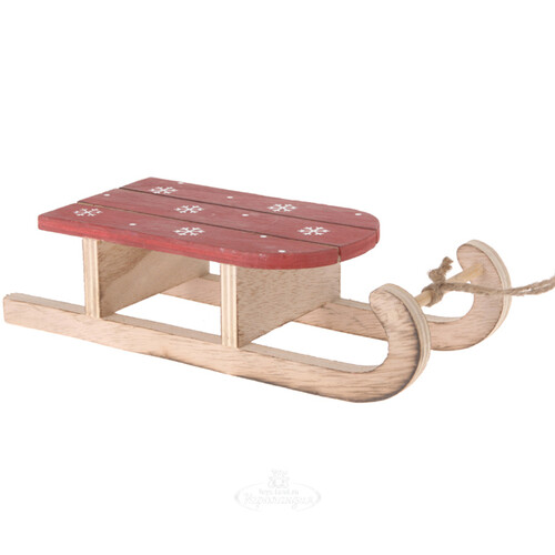 Деревянная елочная игрушка Норвежские Санки 22 см, красные, подвеска Koopman