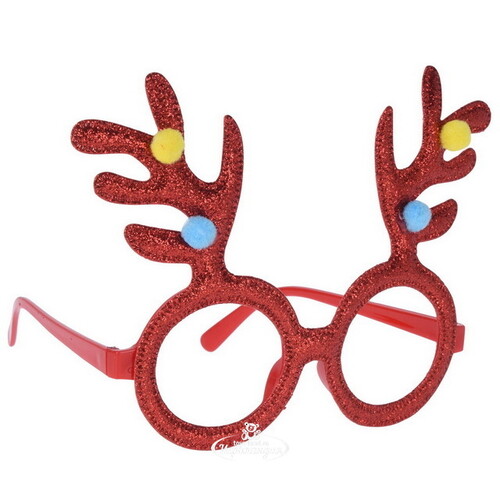 Новогодние очки Забавные рожки 14*12 см красные Koopman