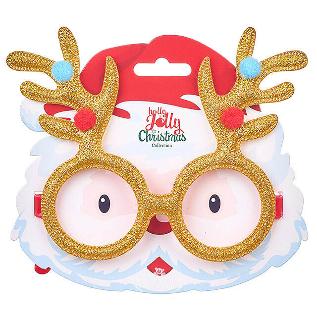 Новогодние очки Забавные рожки 14*12 см золотые Koopman