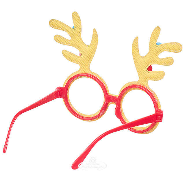 Новогодние очки Забавные рожки 14*12 см золотые Koopman