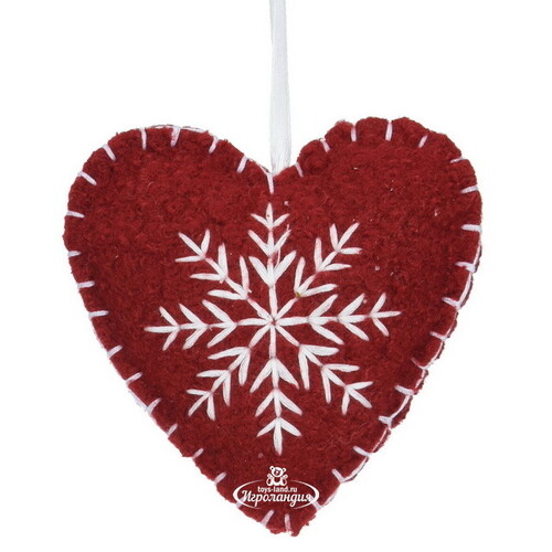 Елочная игрушка Сканди Рождество: Сердце 10 см, красная, подвеска Koopman