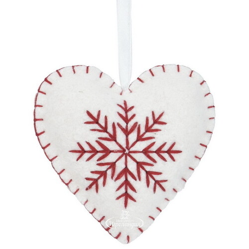 Елочная игрушка Сканди Рождество: Сердце 10 см, белая, подвеска Koopman