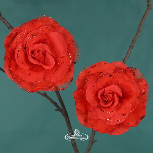 Искусственная роза Mascaret 9 см, 2 шт, красная, клипса Koopman