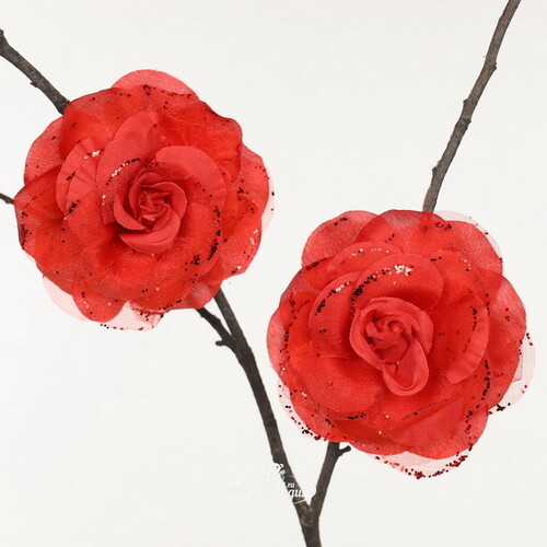 Искусственная роза Mascaret 9 см, 2 шт, красная, клипса Koopman