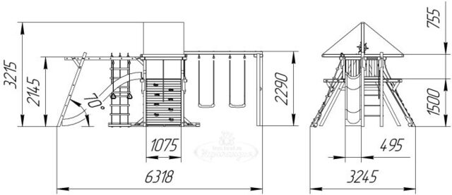 Детская игровая площадка Таити для улицы, дерево Самсон