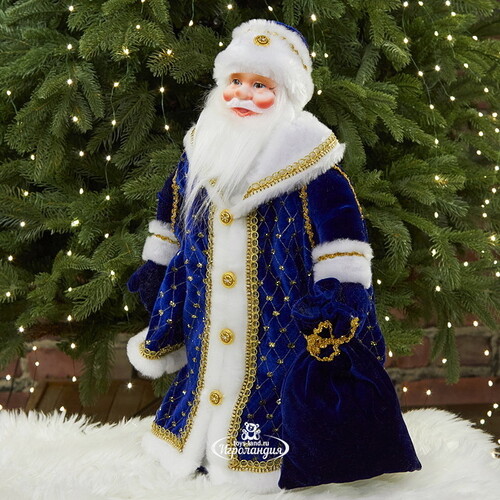 Фигура Дед Мороз - Царская зима 50 см, в синем кафтане Коломеев