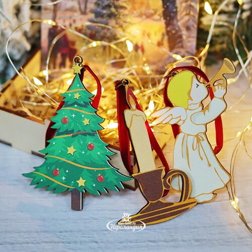 Набор елочных игрушек Vintage Christmas: Канун Рождества 5-10 см, 3 шт, подвеска МанузинЪ