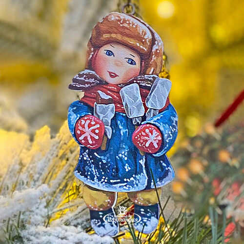 Елочная игрушка Девочка с эскимо - Зимние Каникулы 10 см, подвеска МанузинЪ