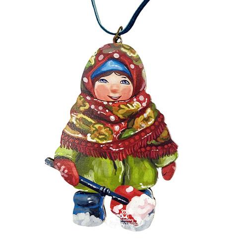 Елочная игрушка Девочка с лопаткой - Зимние Каникулы 10 см, подвеска МанузинЪ