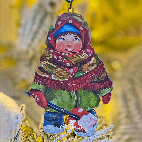 Елочная игрушка Девочка с лопаткой - Зимние Каникулы 10 см, подвеска МанузинЪ