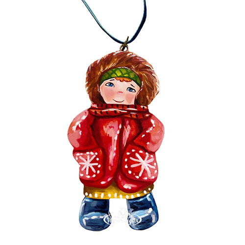 Елочная игрушка Девочка в шубке - Зимние Каникулы 10 см, подвеска МанузинЪ