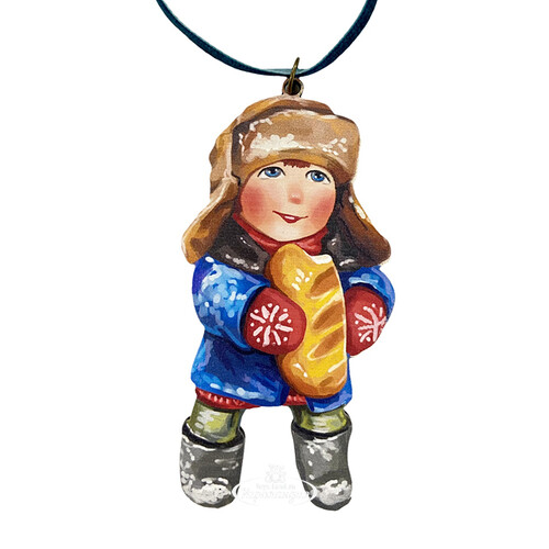 Елочная игрушка Мальчик с батоном - Зимние Каникулы 10 см, подвеска МанузинЪ