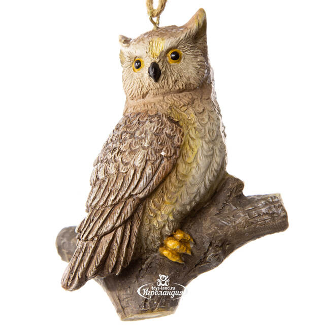 Елочная игрушка Лесная Сова на ветке темно-коричневая 9 см, подвеска Kurts Adler