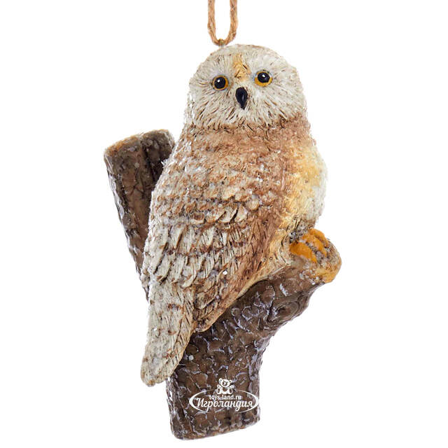 Елочная игрушка Лесная Сова на ветке светло-коричневая 9 см, подвеска Kurts Adler
