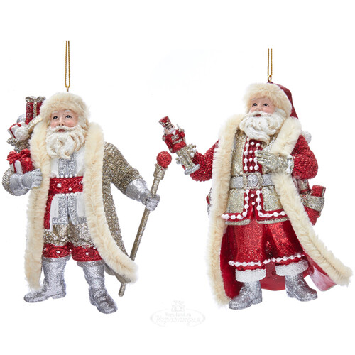 Елочная игрушка Санта Клаус - Кудесник из Ливерпуля 13 см с щелкунчиком, подвеска Kurts Adler