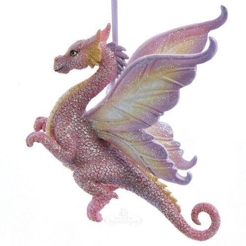 Елочная игрушка Fantasy Dragon 10 см розовый, подвеска Kurts Adler