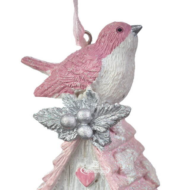 Елочная игрушка Птичка Маролла - Розвый Домик 10 см Kurts Adler (Куртс Адлер)