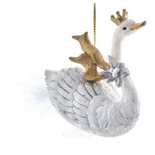 Елочная игрушка Лебедь Аделин - Царевна синего моря 8 см, подвеска Kurts Adler