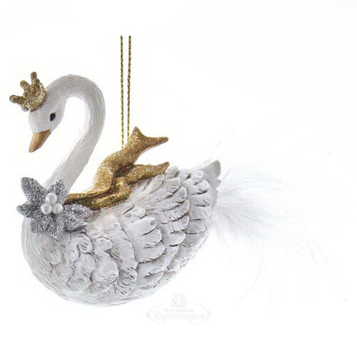 Елочная игрушка Лебедь Маршелин - Царевна синего моря 8 см, подвеска Kurts Adler