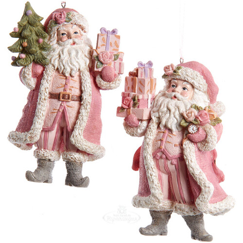 Елочная игрушка Санта с подарками - Purpurina Rosa 13 см, подвеска Kurts Adler