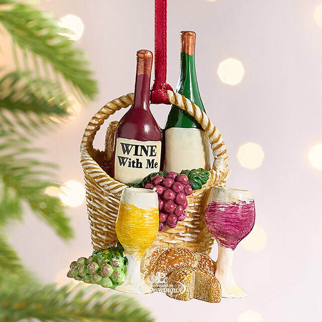 Елочная игрушка Винная Корзинка - Wine with Me 8 см, подвеска Kurts Adler