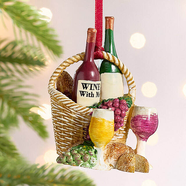 Елочная игрушка Винная Корзинка - Wine with Me 8 см, подвеска Kurts Adler