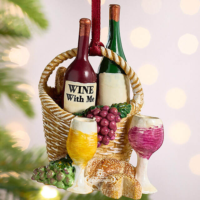 Елочная игрушка Винная Корзинка - Wine with Me 8 см, подвеска Kurts Adler