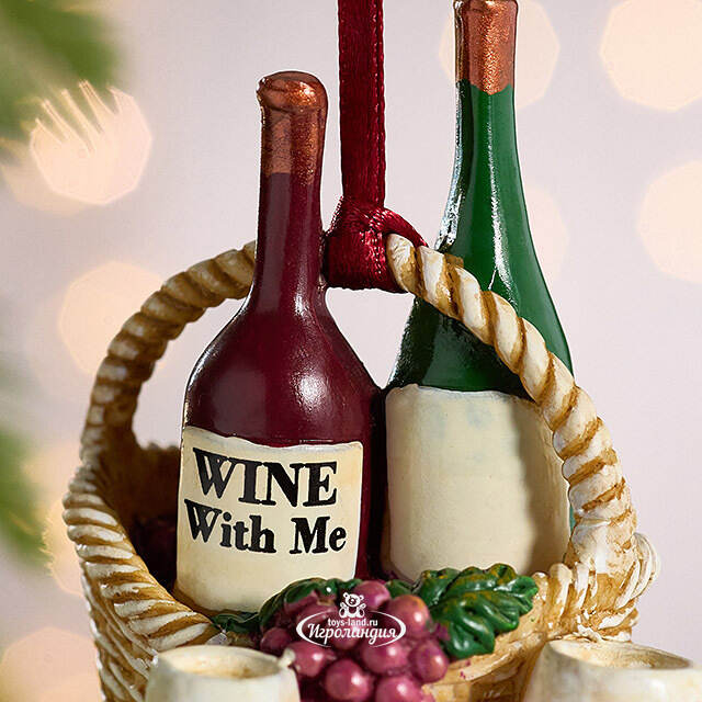Елочная игрушка Винная Корзинка - Wine with Me 8 см, подвеска Kurts Adler