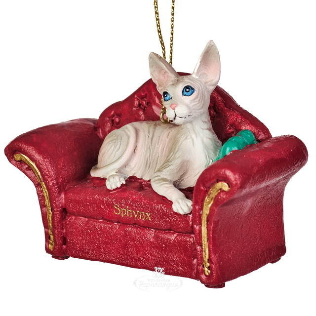 Елочная игрушка Кот Сфинкс на софе 9 см Kurts Adler (Куртс Адлер)