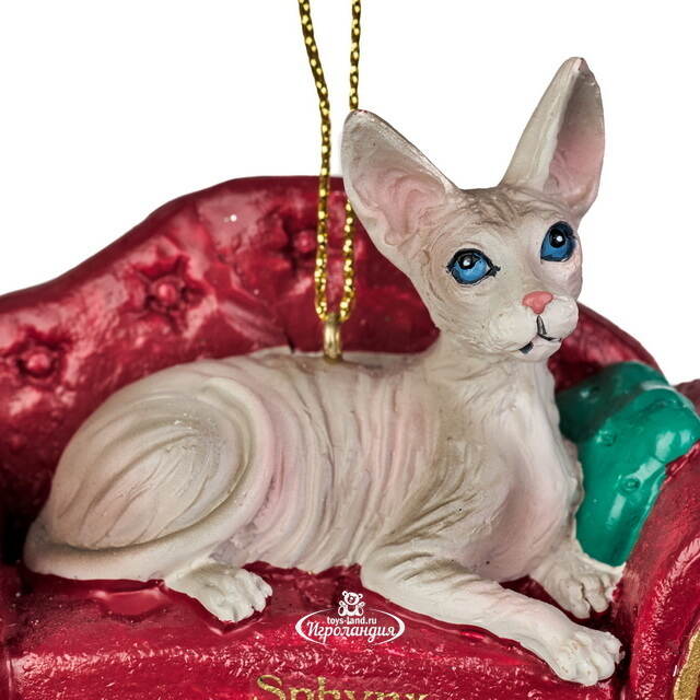 Елочная игрушка Кот Сфинкс на софе 9 см Kurts Adler (Куртс Адлер)