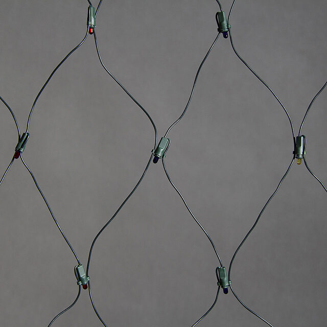 Гирлянда Сетка 1.4*1.6 м, 192 разноцветные микролампы, зеленый ПВХ, контроллер, IP20 MOROZCO