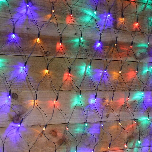 Гирлянда Сетка 1.4*1.6 м, 192 разноцветные микролампы, зеленый ПВХ, контроллер, IP20 MOROZCO