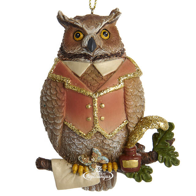 Елочная игрушка Сова Джун 9 см терракотовая Kurts Adler