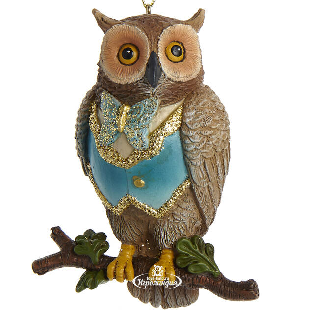 Елочная игрушка Сова Джун 9 см бирюзовая Kurts Adler
