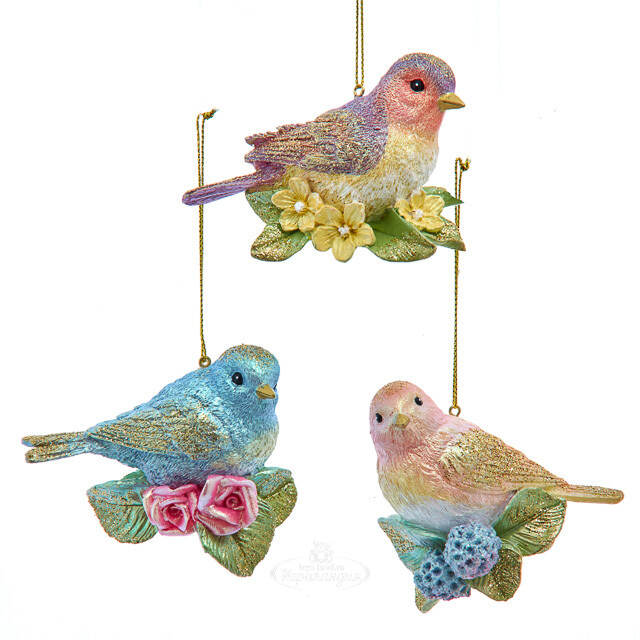 Елочная игрушка Птичка Эви - Pastel Rainbow 10 см Kurts Adler