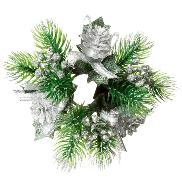 Декор для свечи Сосновая Шишечка 12 см серебряный Swerox