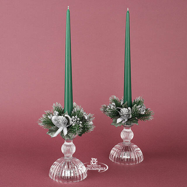 Декор для свечи Сосновая Шишечка 12 см серебряный Swerox