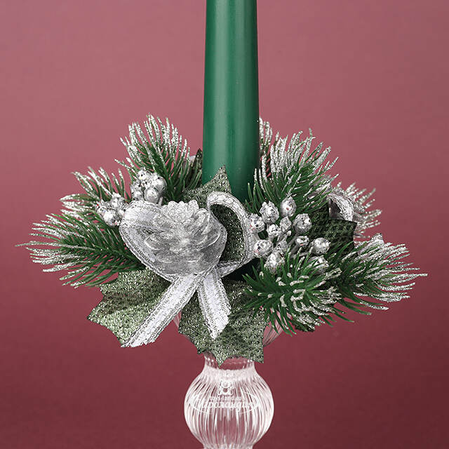 Декор для свечи Сосновая Шишечка 12 см серебряный Swerox
