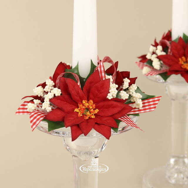 Венок для свечи Пуансеттии Кантри 11 см Swerox