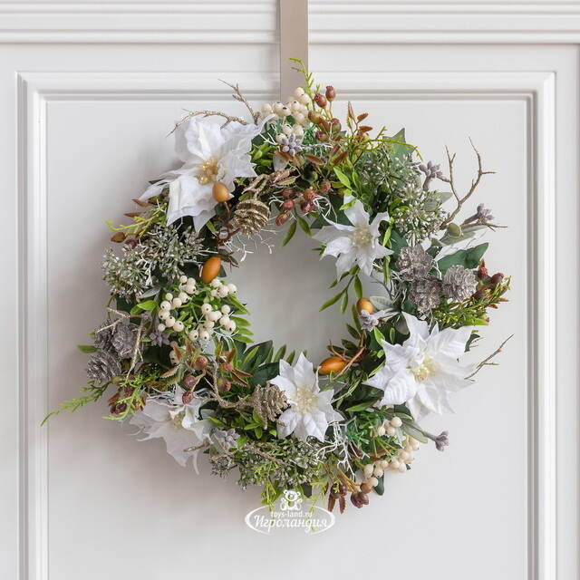 Венок Poinsettia - Безграничность Нежности 28 см, белый Swerox