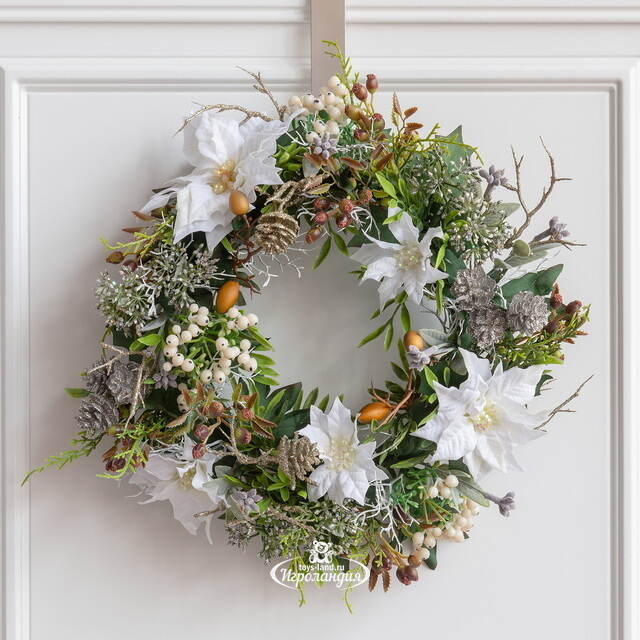 Венок Poinsettia - Безграничность Нежности 28 см, белый Swerox